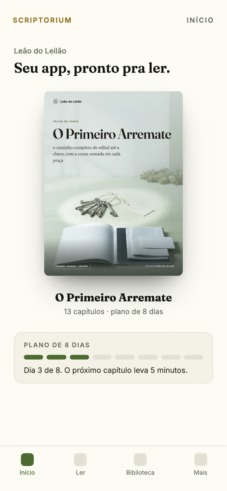 Capa do app do guia O Primeiro Arremate