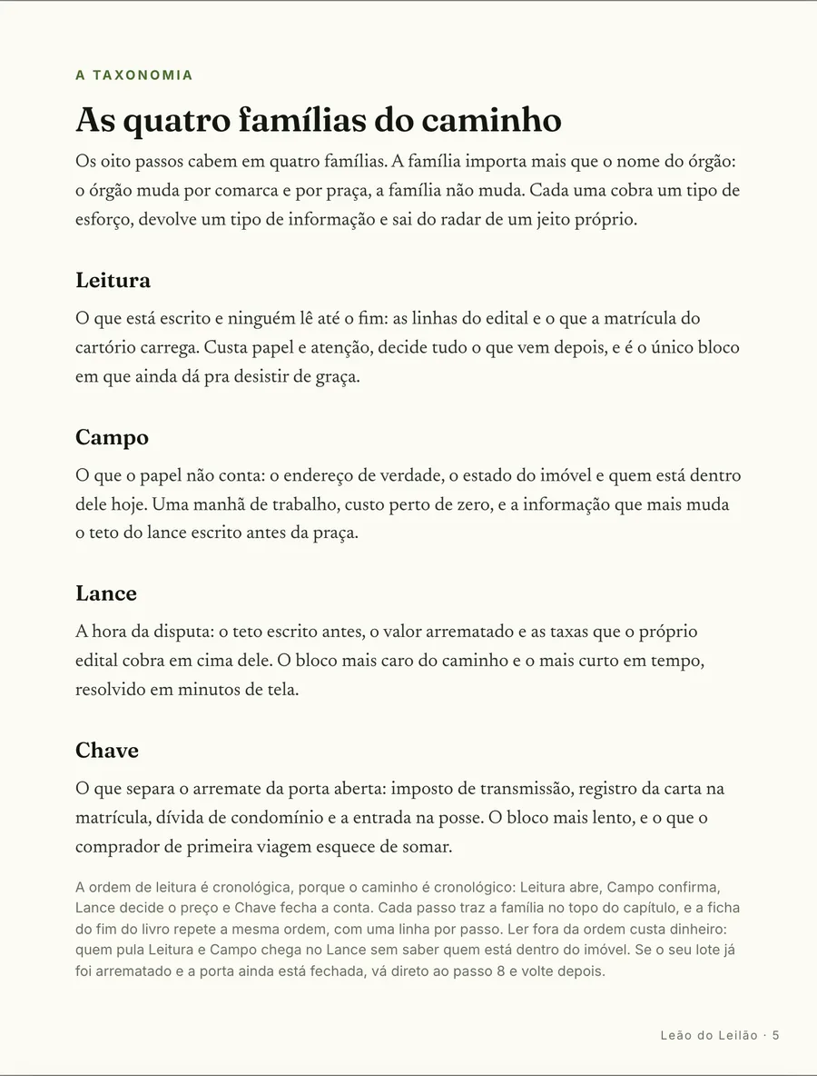 O mapa: As quatro famílias do caminho: leitura, campo, martelo e o que vem depois da chave